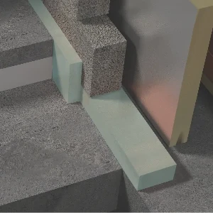 Foundation detail with full-depth thermal insulation layer