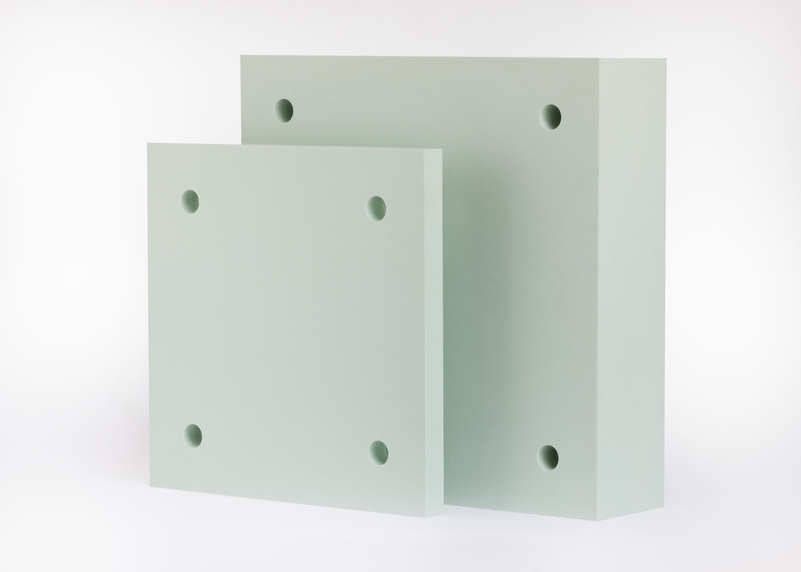 Armatherm 500-150 two rectangular panels with pre-drilled holes, shown in different sizes