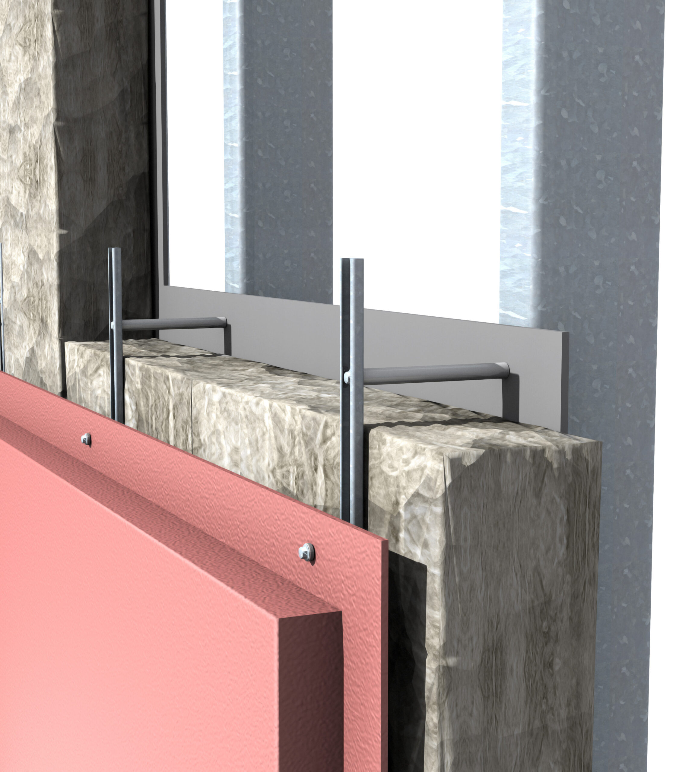 Installed Armatherm thermally isolated compression sleeve preventing thermal bridging at structural connections within the building envelope