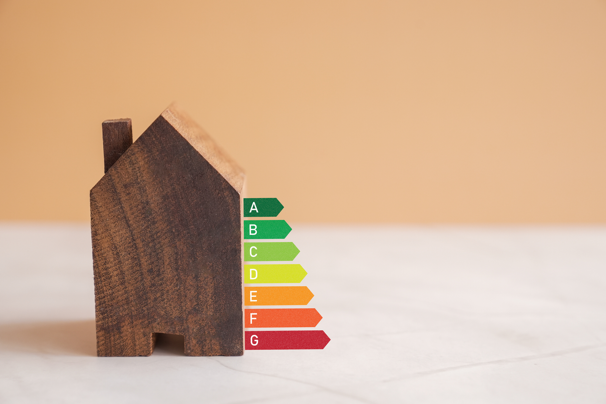Building energy efficiency rating graphic illustrating the role of high performance thermal insulation in improving structural energy performance