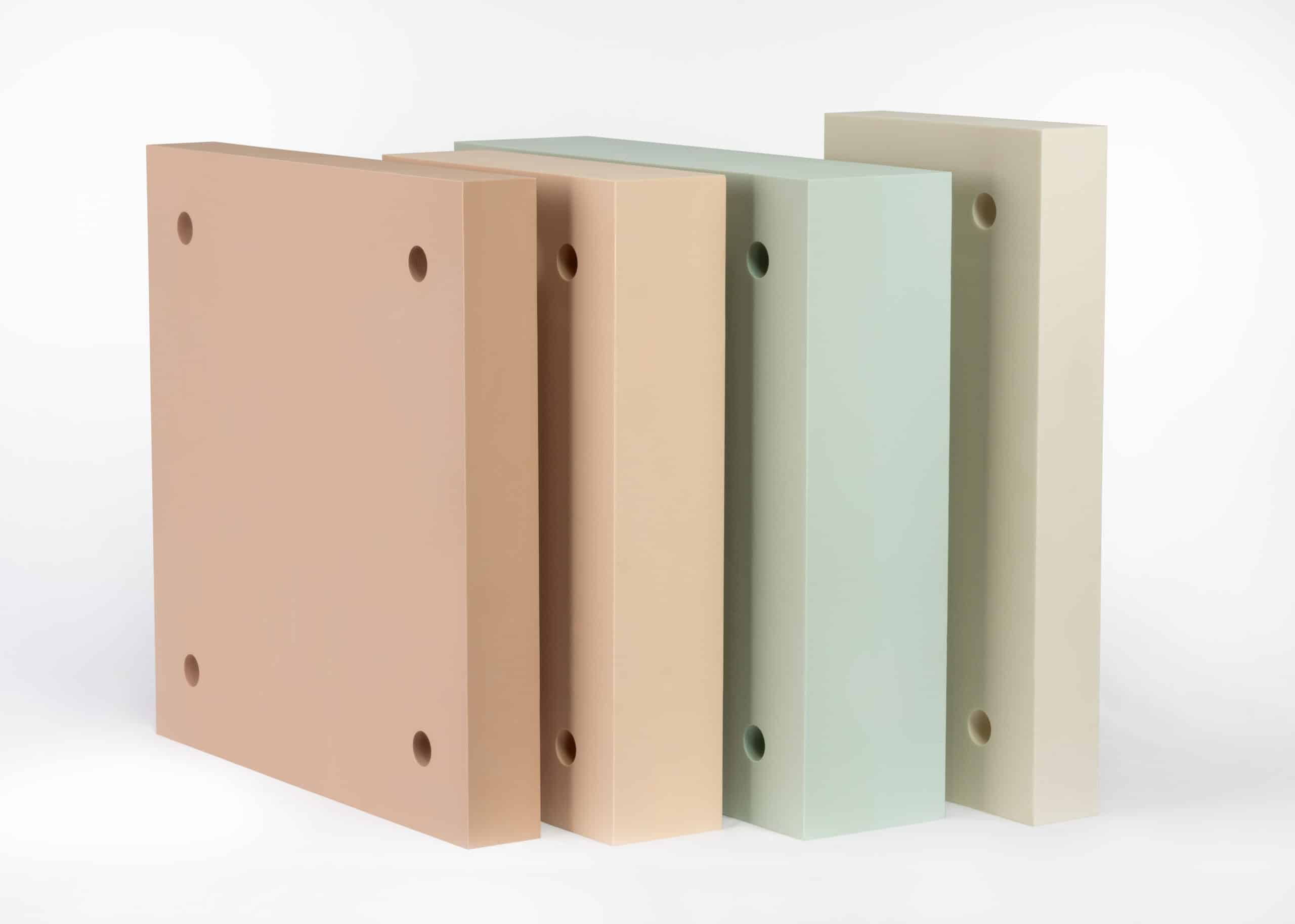 Armatherm 500 polyurethane thermal break pads in multiple density grades used to prevent cold bridging at structural connections in wall, floor and roof applications