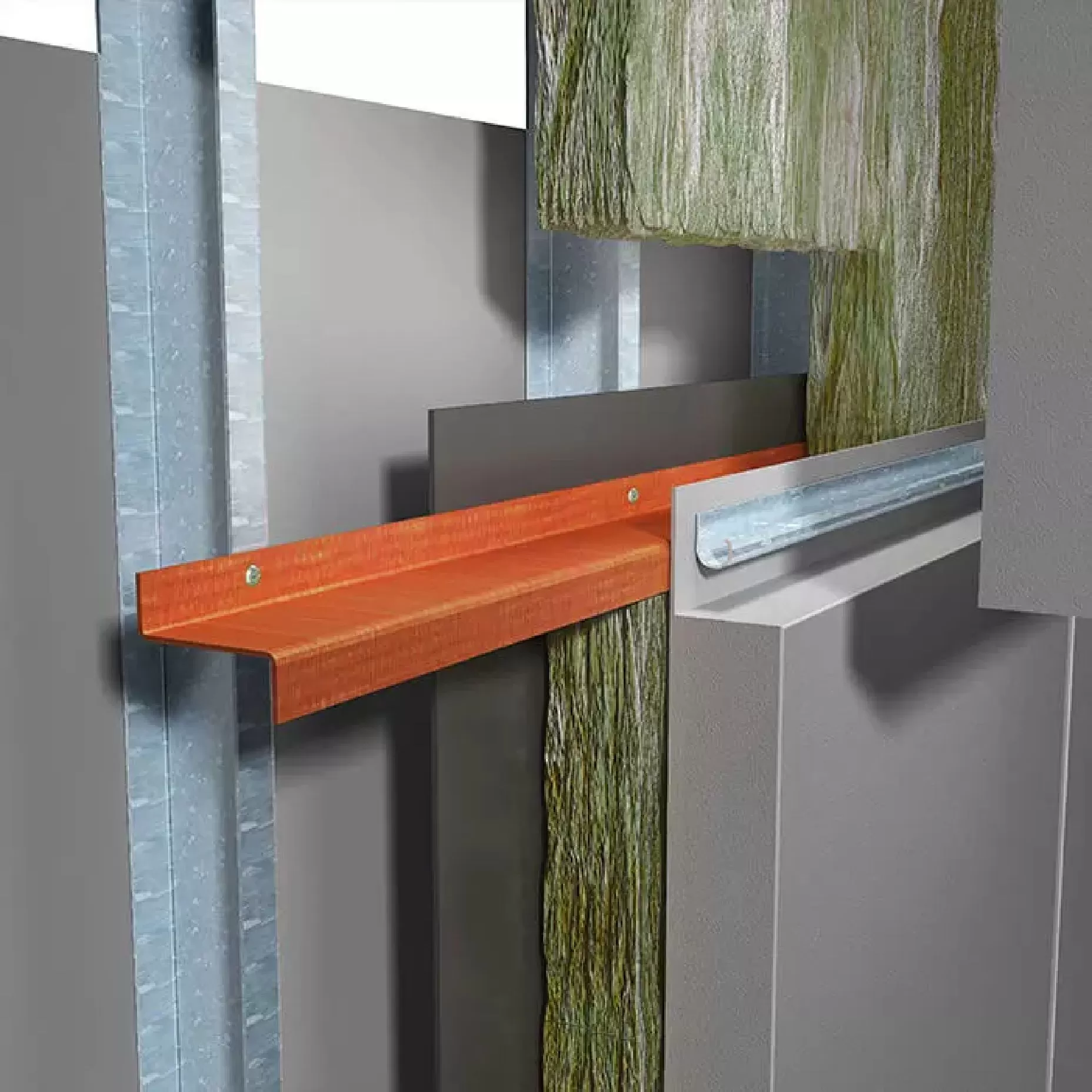 Z-girt detail showing thermal break integration for improved energy efficiency