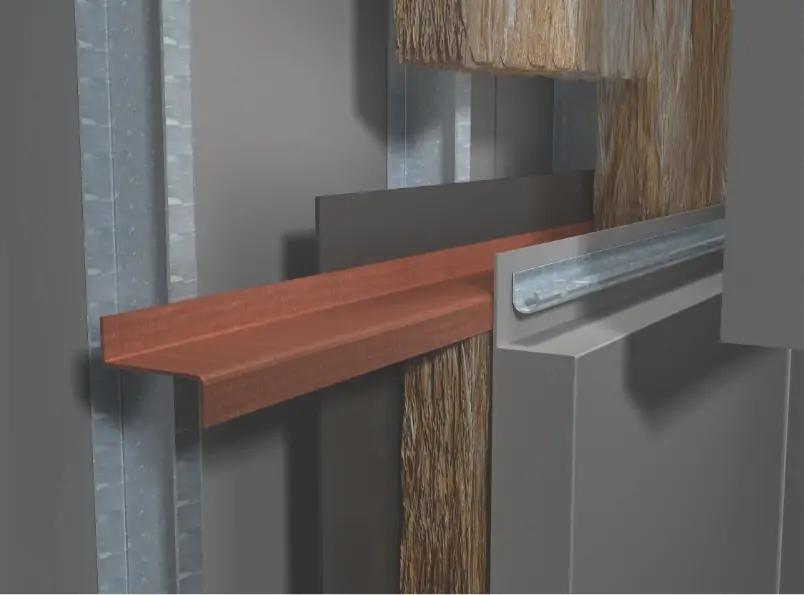 Z-girt detail showing thermal break integration for improved energy efficiency