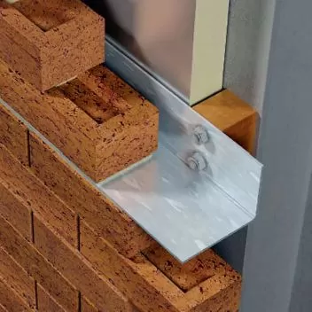 Masonry shelf angle detail illustrating connection and insulation