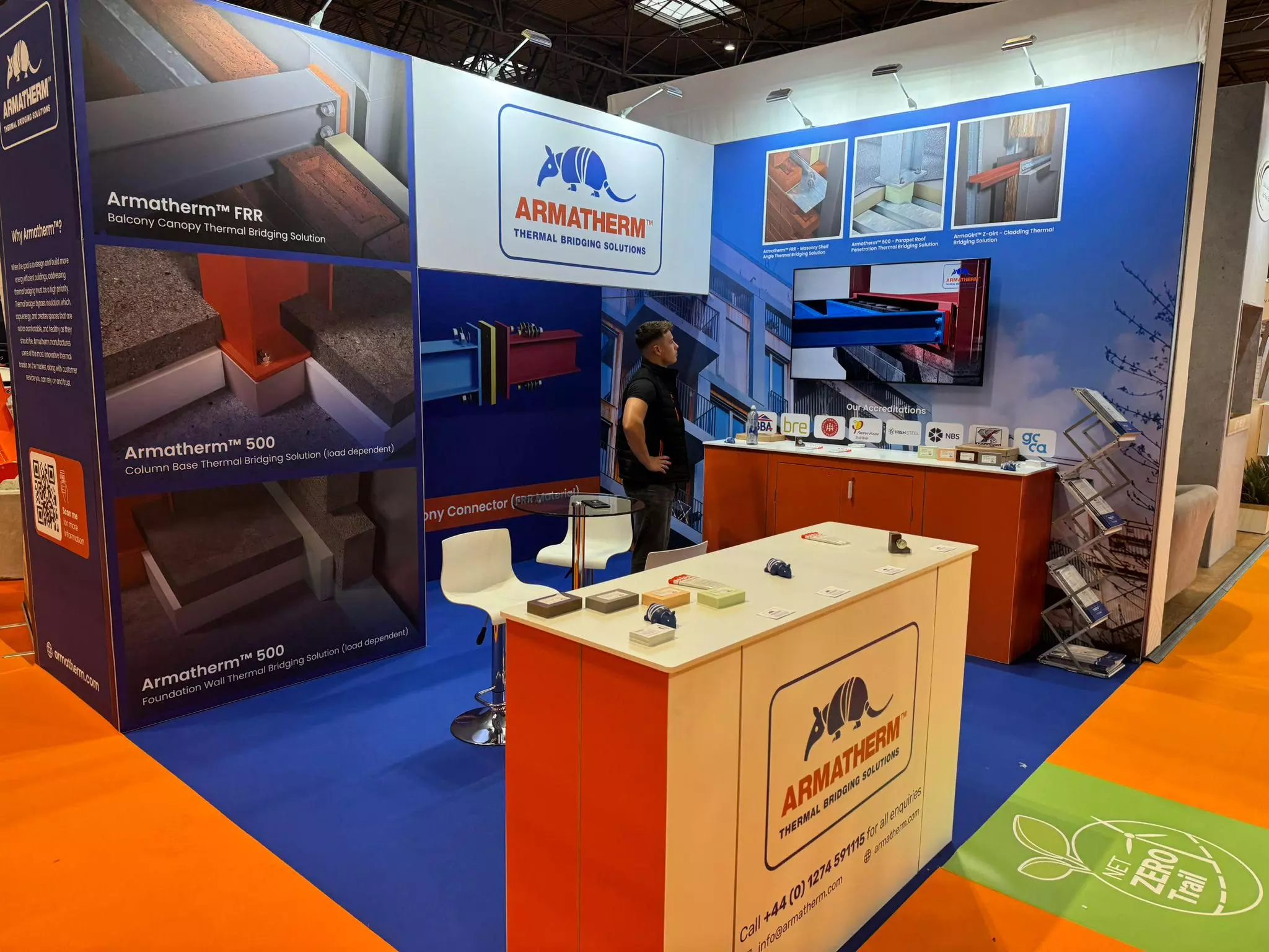 An Armatherm stall with various product banners relating to Armatherm products up for display