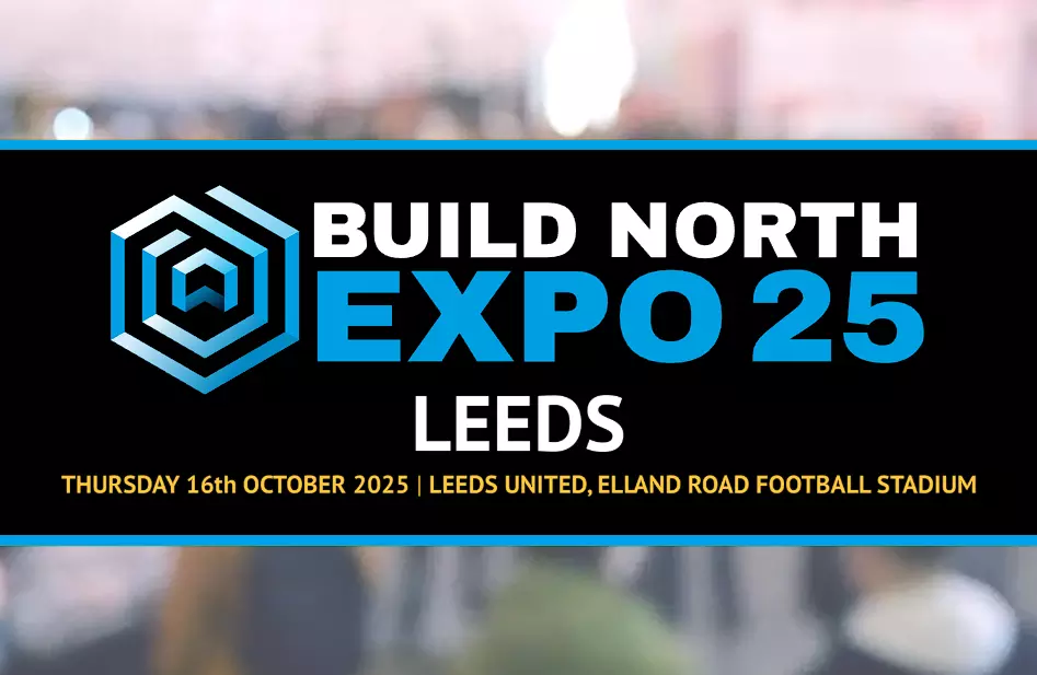 Promotional banner for Build North Expo 2025 in Leeds, taking place on Thursday 16th October at Leeds United’s Elland Road Stadium.