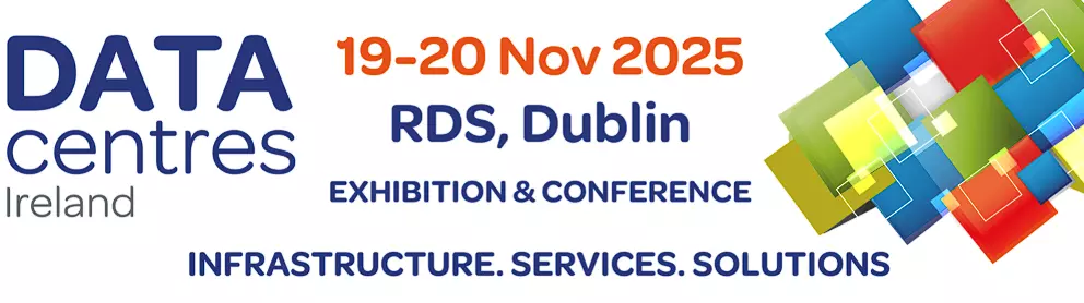 Banner for Data Centres Ireland exhibition and conference on 19–20 November 2025 at the RDS in Dublin, focused on infrastructure, services, and solutions.