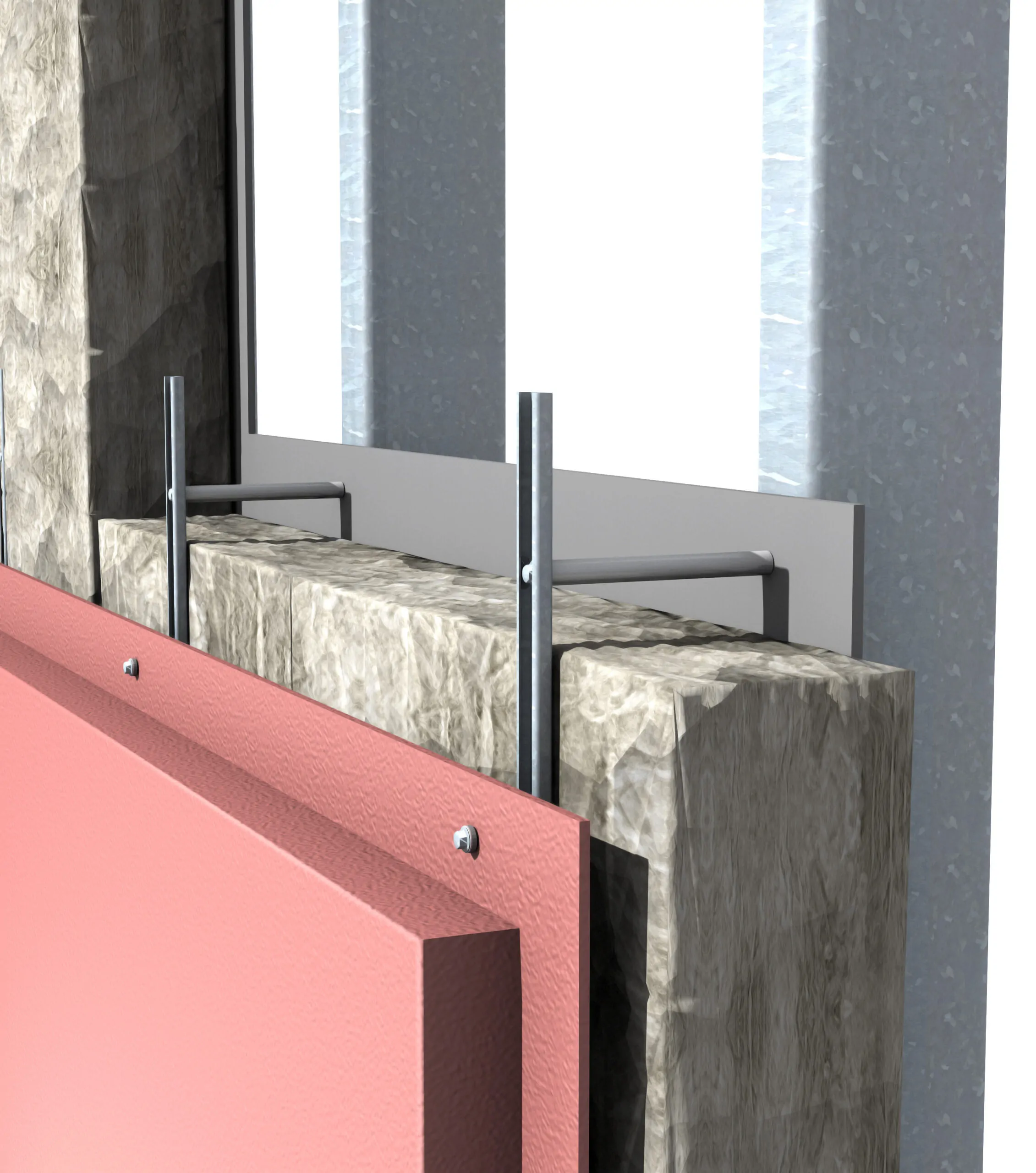 Installed Armatherm thermally isolated compression sleeve preventing thermal bridging at structural connections within the building envelope